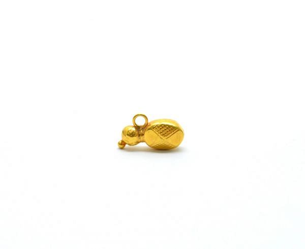  Handmade 18K Solid Gold Charm Pendant in Oval Shape With 13X8X5mm Size  - SGTAN-0876, Sold By 1 Pcs.