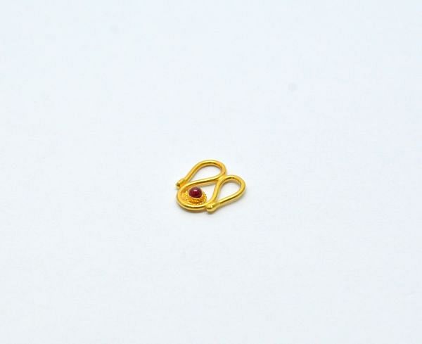  Handmade 18K Solid Gold Charm Pendant - S-clasp lock in Shape , 11X12X2mm Size  - SGTAN-0885, Sold By 1 Pcs.