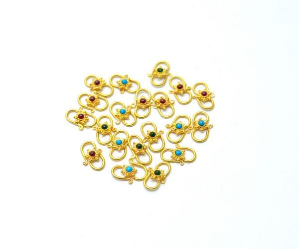 Gorgeous  18K Solid Gold Charm Pendant in S-Clasp Shape , 12.5x8X3.5mm Size - SGTAN-0887, Sold By 1 Pcs.