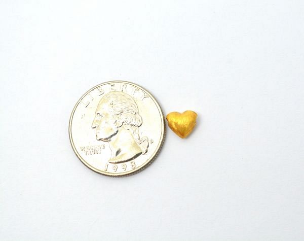 18K Handmade Solid Yellow Gold Heart Beads in Matt Finish. 7.5X7X4 mm Amazingly Crafted Beads in 18k Solid Gold, Sold By 1pcs