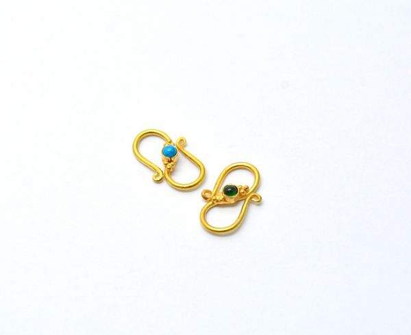 Stunning 18k Yellow Gold S- Clasp Studded With Hydro Stones. Beautiful Handmade S- Clasp Lock . Sold by 1pcs