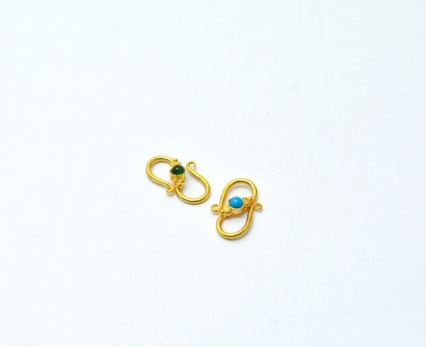 Amazing 18K Yellow Gold Handmade S-Clasp With Hydro stones. Beautiful S-Clasp Lock Studded With Stones in .Sold by 1 pcs