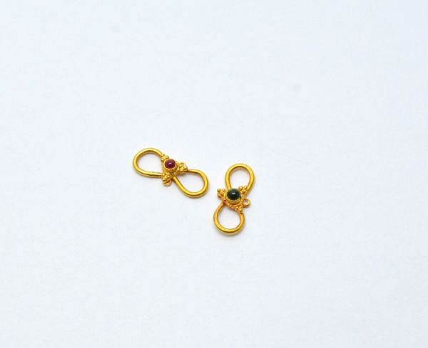 Amazing 18K Yellow Gold Handmade S-Clasp With Hydro Stones. Beautiful S-Clasp Lock studded with Stones .Sold by 1 pcs