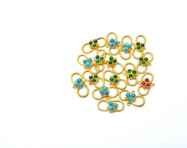 Beautiful 18k Solid Yellow Gold S-Clasp With Hydro Stones. Handmade And Very Lightweight 18k Gold S-Clasp. Sold By 1 pcs