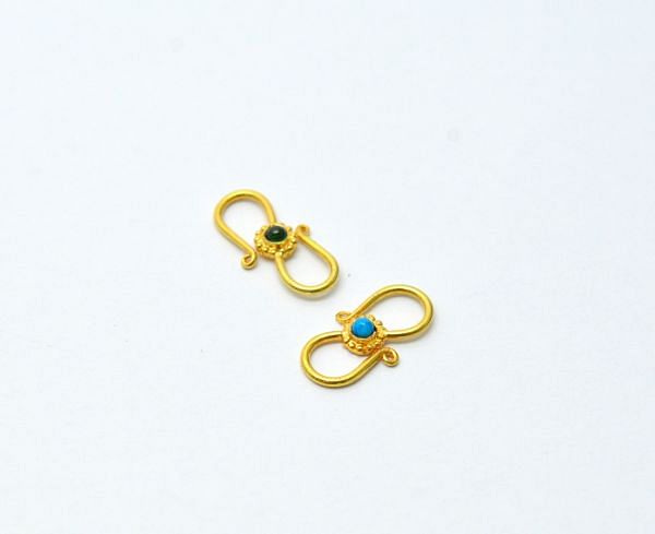 18K Handmade Solid Yellow Gold S- Clasp Studded With Hydro Stones. Amazingly Crafted S- Clasp Lock , Sold By 1pcs