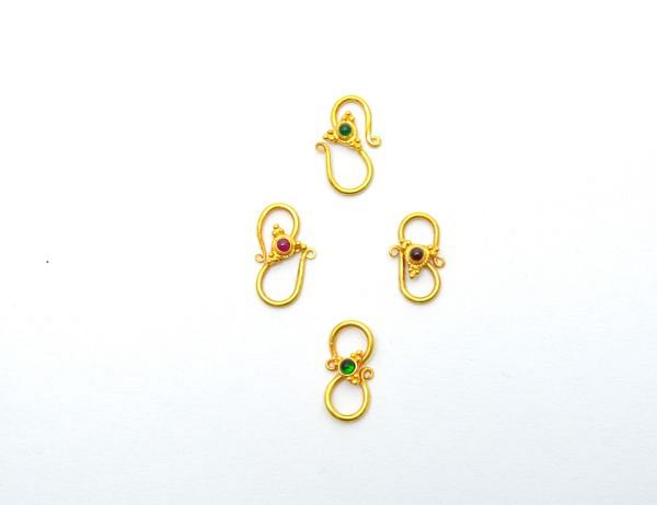 Amazing 18K Yellow Gold Handmade S-Clasp With Hydro Stones  Beautiful.Sold by 1 pcs
