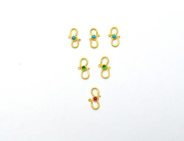 Beautiful 18k Solid Yellow Gold S-Clasp With Hydro Stones. Handmade And Very Lightweight 18k Gold S-Clasp. Sold By 1 pc