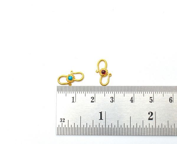 Gorgeous 18k Solid Yellow S-Clasp Lock Studded With Hydro Stones , Sold By 1pcs