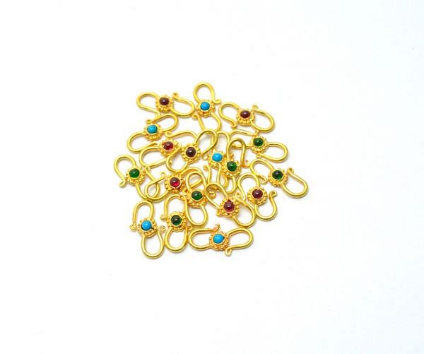 Gorgeous 18k Solid Yellow S-Clasp Lock Studded With Hydro Stones , Sold By 1pcs