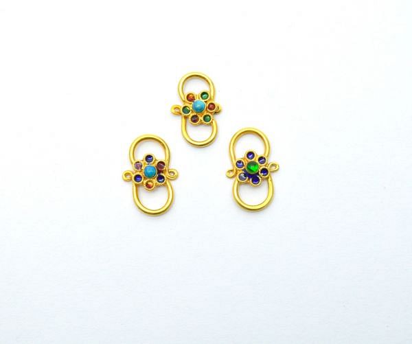 18K Handmade Solid Yellow Gold S- Clasp Studded With Hydro Stones. SGTAN-0919, Sold By 1 Pcs.