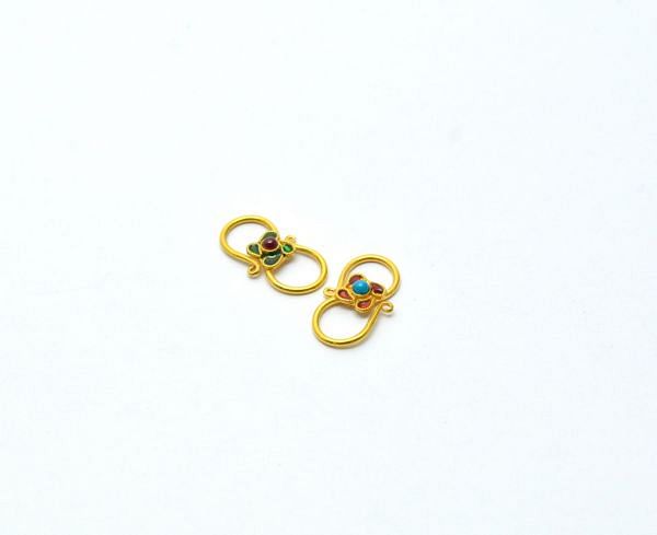  Handmade Solid Yellow Gold S- Clasp Studded With Hydro Stones. Amazingly Crafted S- Clasp Lock in 18k Solid Gold, Sold By 1pcs