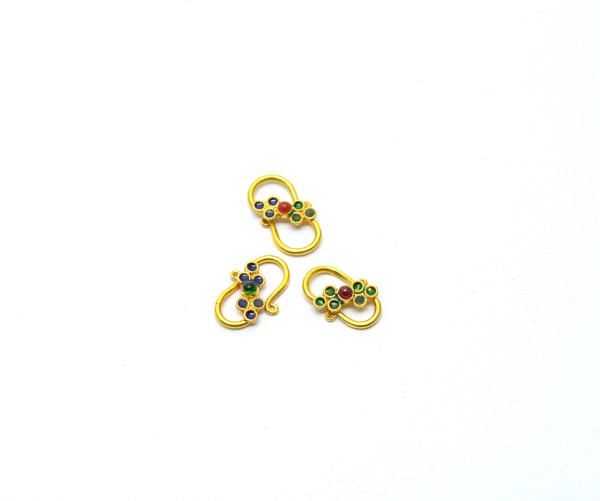 Handcrafted  Studded With Hydro Stones. Beautiful S- Clasp in 18k Solid Gold. Sold By 1pcs