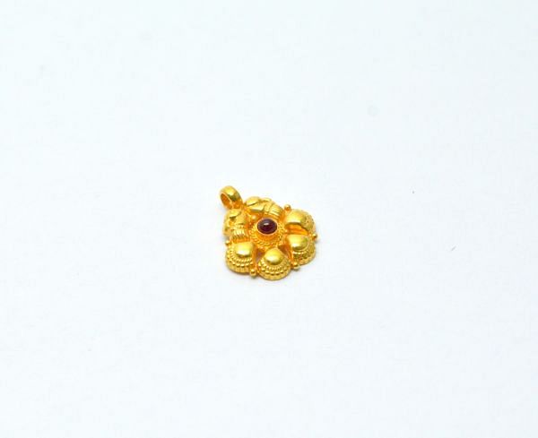 Plain 18K Solid Gold Charm Flower Shape Pendant With 16X14X13mm Size  - SGTAN-0936, Sold By 1 Pcs.