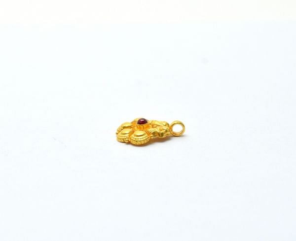 Plain 18K Solid Gold Charm Flower Shape Pendant With 16X14X13mm Size  - SGTAN-0936, Sold By 1 Pcs.