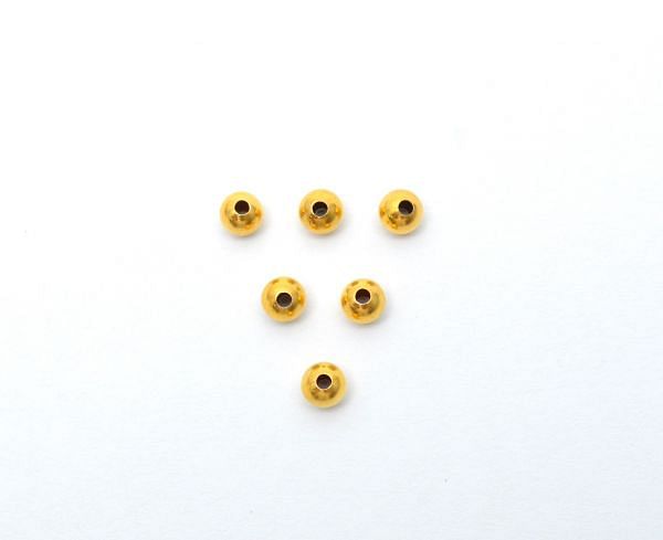 Handmade 18k Solid Yellow Gold Round Beads In A Beautiful Shiny Finish. 5mm Amazingly Handcrafted Beads In 18k Solid Gold, (Sold By 4 Pcs)