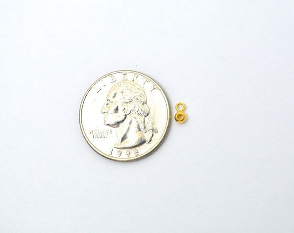Amazingly Handmade 18k Solid Yellow Gold Round Charms in Shiny Finish. 5X3mm Beautiful Charm in 18k Solid Gold, (Sold By 4 Pcs)