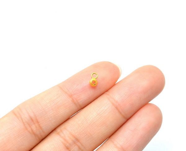 Amazingly Handmade 18k Solid Yellow Gold Round Charms in Shiny Finish. 5X3mm Beautiful Charm in 18k Solid Gold, (Sold By 4 Pcs)