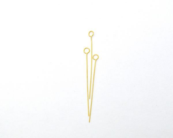 Handcrafted 18k Solid Yellow Gold Pin in Matt Finish. Beautiful 3.7 Cm Long Pin in 18k Solid Gold, (Sold By 2 Piece)