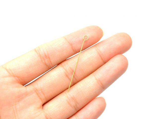 Handcrafted 18k Solid Yellow Gold Pin in Matt Finish. Beautiful 3.7 Cm Long Pin in 18k Solid Gold, (Sold By 2 Piece)
