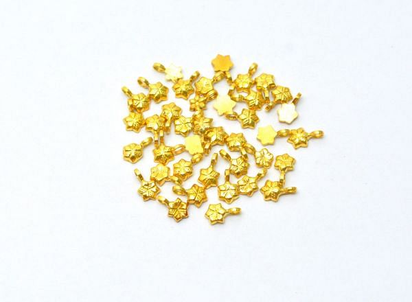  Handmade 18k Solid Gold Charm Pendant in Flower Shape With 4.5X8mm - SGTAN-0966 Sold By 2 Pcs 