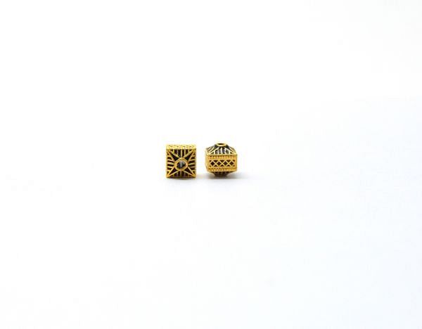 18K Handmade Solid Yellow Gold Fancy Drum Beads. 7X7 mm Amazingly Crafted Beads in 18k Solid Gold in Antique Finish, Sold By 1pcs