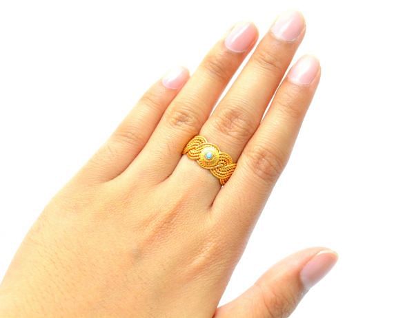18K Solid Yellow Gold Free Size Ring with Stone, SGTAN-0972, Sold By 1 Pcs.