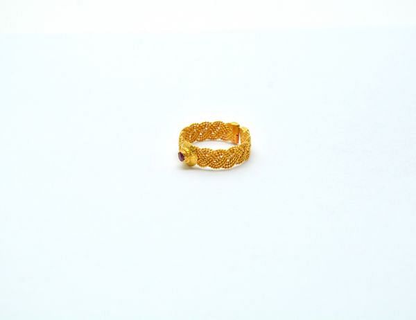 Amazingly Handmade 18k Solid Yellow Gold Free Size Ring Studded With Hydro Stones. Beautiful Ring in 18k Solid Gold, Sold By 1pcs