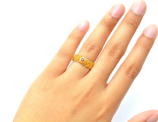 Amazingly Handmade 18k Solid Yellow Gold Free Size Ring Studded With Hydro Stones. Beautiful Ring in 18k Solid Gold, Sold By 1pcs