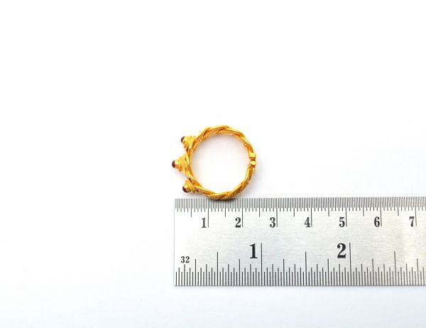 18K Handmade Solid Yellow Gold Ring Studded With Hydro Stones. Amazingly Crafted Free Size Ring in 18k Solid Gold, Sold By 1pcs