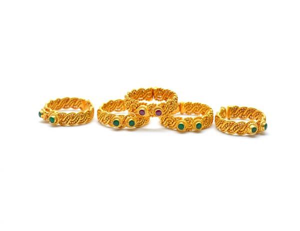 Amazing 18K Yellow Gold Handmade Free Size Ring With Hydro Stones. Beautiful Ring Studded With Stones in Solid 18k Yellow Gold. Sold by 1 pcs