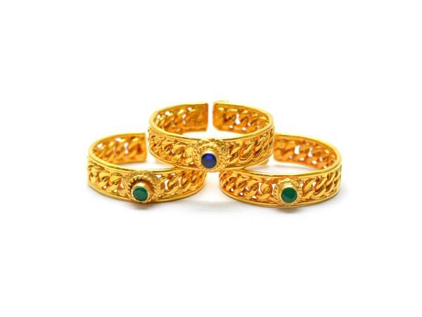 18K Handmade Solid Yellow Gold Ring Studded With Hydro Stones. Amazingly Crafted Free Size Ring , Sold By 1pcs