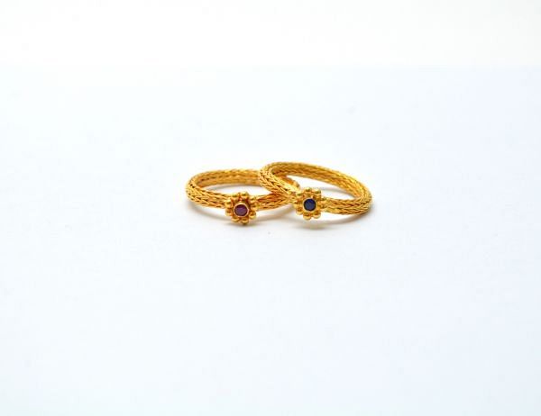  Amazingly  18K Solid Gold Ring Studded With Hydro Stone - SGTAN-0985, Sold By 1 Pcs.
