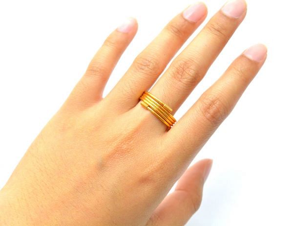 18K Handmade Solid Yellow Gold Ring Studded . Amazingly Crafted Free Size Ring in 18k Solid Gold, Sold By 1pcs