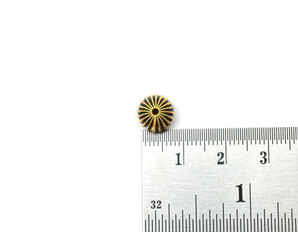 Handmade 18k Gold Enamel Roundel Bead in Fine Shin Finish. 6.5X9 mm Amazingly Handcrafted in 18k Gold Enamel Bead, SGTAN-1004, Sold By 1pcs