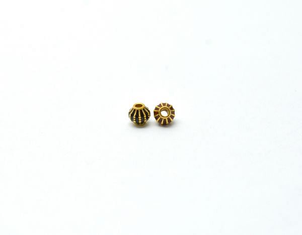 Handcrafted 18k Gold Enamel Fancy Drum Beads in Shiny Finish. Beautiful 5X5 mm Bead in 18k Solid Gold, SGTAN-1017, Sold By 1pcs