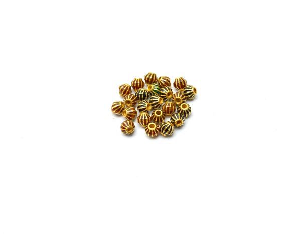 Handcrafted 18k Gold Enamel Fancy Drum Beads in Shiny Finish. Beautiful 5X5 mm Bead in 18k Solid Gold, SGTAN-1017, Sold By 1pcs