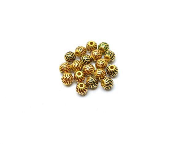 Handcrafted 18k Gold Enamel Drum Beads in Shiny Finish. Beautiful 6x5.5 mm Bead in 18k Solid Gold, SGTAN-1020, Sold By 1pcs