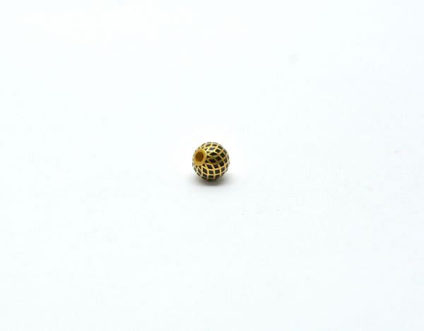 18K Handmade Solid Yellow Gold Fancy Round Beads. 7x7 mm Amazingly Crafted Beads in 18k Gold Enamel Bead, SGTAN-1023, Sold By 1pcs