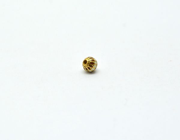 Handcrafted 18k Gold Enamel Round Beads in Shiny Finish. Beautiful 6X6 mm Bead in 18k Solid Gold Enamel, SGTAN-1024, Sold By 1pcs