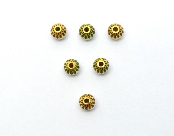 Handcrafted 18k Gold Enamel Round Beads in Shiny Finish. Beautiful 6X6 mm Bead in 18k Solid Gold Enamel, SGTAN-1024, Sold By 1pcs