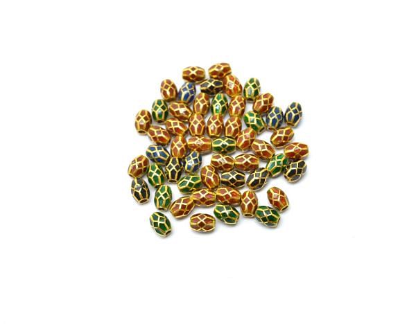 18K Handmade Solid Yellow Gold Fancy Drum Beads in Shiny Finish, 6x5mm Amazingly Crafted in 18k Gold Enamel Bead, SGTAN-1028, Sold By 1pcs
