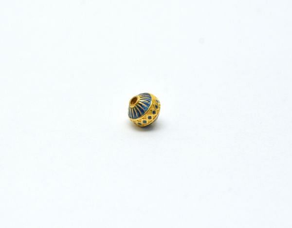 18k Solid Yellow Gold Enamel Drum Bead 8X7mm  Beads, SGTAN-1034, Sold By 1 Pcs.