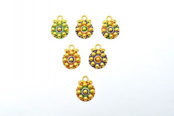 Gorgeous 18k Solid Yellow Gold Charms Pendent Studded with Stones, Amazingly handcrafted Charms in 18k Solid Gold, SGTAN-1043, Sold By 1 Pcs.