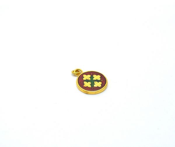 18k Solid Yellow Gold Round Charm Pendent 19X15mm, SGTAN-1052, Sold By 1 Pcs.