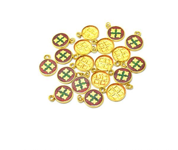 18k Solid Yellow Gold Round Charm Pendent 19X15mm, SGTAN-1052, Sold By 1 Pcs.