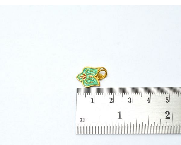 18k Solid Yellow Gold Enamel Pendant Bead 15X12mm, SGTAN-1054, Sold By 1 Pcs.