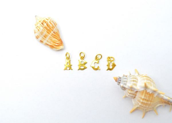 Beautiful 18k Solid Yellow Gold Alphabet Pendants in Fine Shiny Finish. Handmade 18k Gold Beads Perfect For Mala Necklace, SGTAN-1079, Sold By 1 pcs