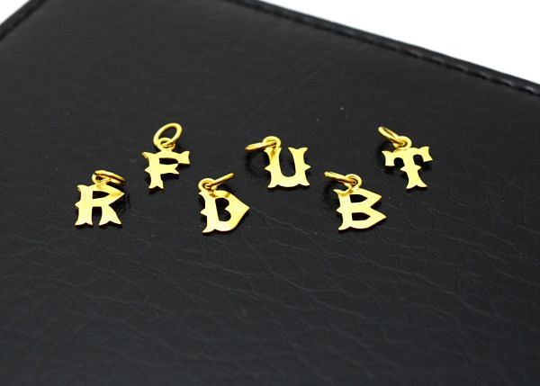 Beautiful 18k Solid Yellow Gold Alphabet Pendants in Fine Shiny Finish. Handmade 18k Gold Beads Perfect For Mala Necklace, SGTAN-1079, Sold By 1 pcs