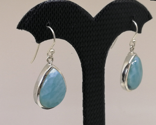 Beautiful Handmade Sterling Silver Earring With Natural Larimar Stone.