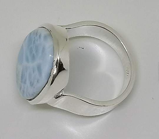 925 Silver Larimar Ring Jewelry With Blue Gemstone